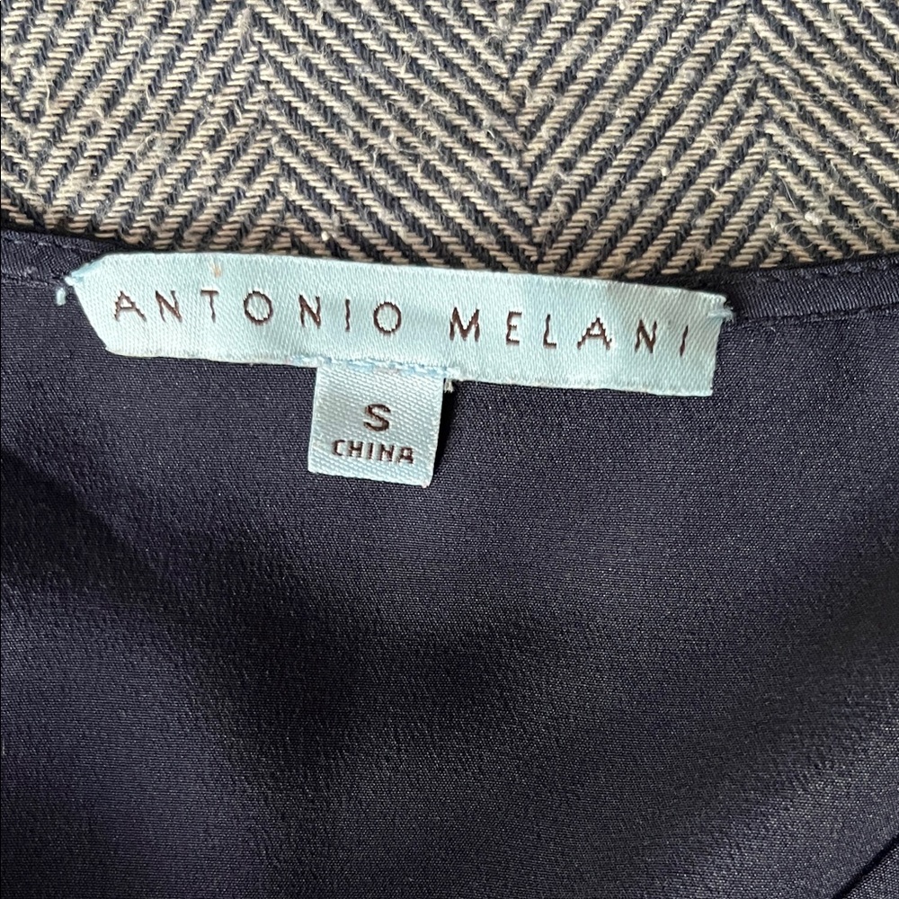 Antonio Melani Navy Blue Silky Women's Top Sz S - Picture 6 of 8